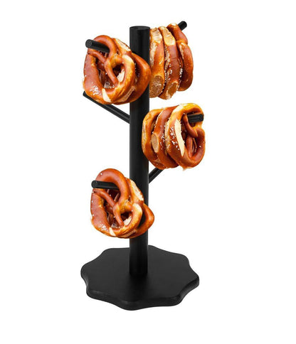 1-Pack Black Tree-Shaped Wooden Pretzel Stand, Bamboo, for Restaurant Cafe Bar Kitchen Decoration, Compatible V1188-MS-325-1173