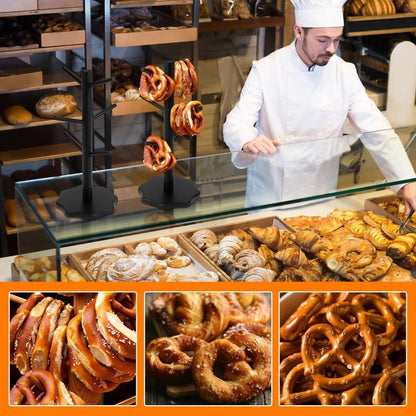 1-Pack Black Tree-Shaped Wooden Pretzel Stand, Bamboo, for Restaurant Cafe Bar Kitchen Decoration, Compatible V1188-MS-325-1173