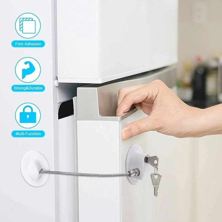 2 Child Safety Locks Self-Adhesive Durable Easy to Use for Refrigerators Cabinets Windows Toilet Lids, White V1188-MS-325-1174