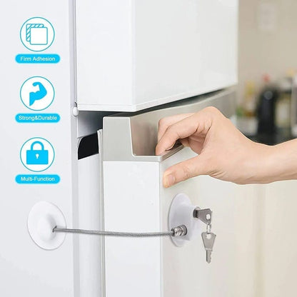 2 Child Safety Locks Self-Adhesive Durable Easy to Use for Refrigerators Cabinets Windows Toilet Lids, White V1188-MS-325-1174