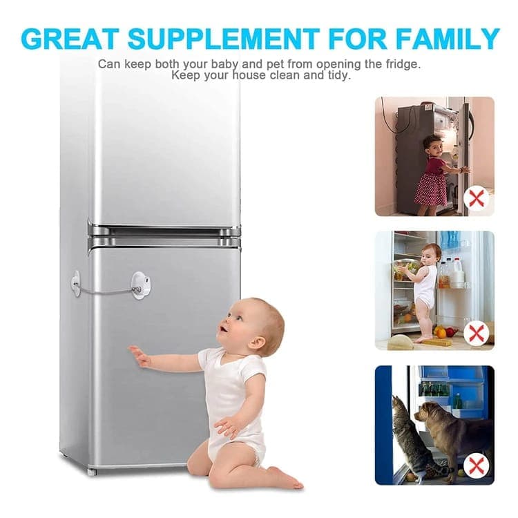2 Child Safety Locks Self-Adhesive Durable Easy to Use for Refrigerators Cabinets Windows Toilet Lids, White V1188-MS-325-1174