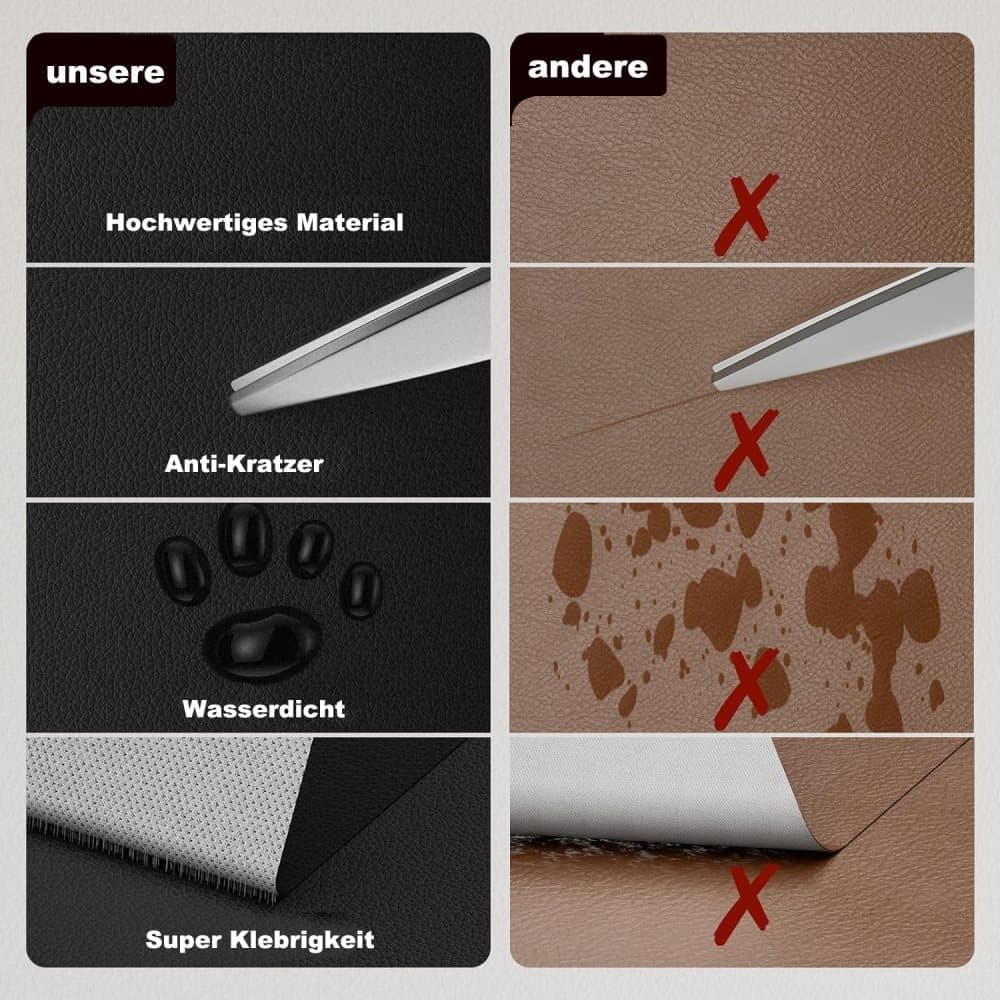 30 cm x 137 cm Self-adhesive Repair Patch for Artificial Leather, Black, Compatible with Dekor V1188-MS-325-1190