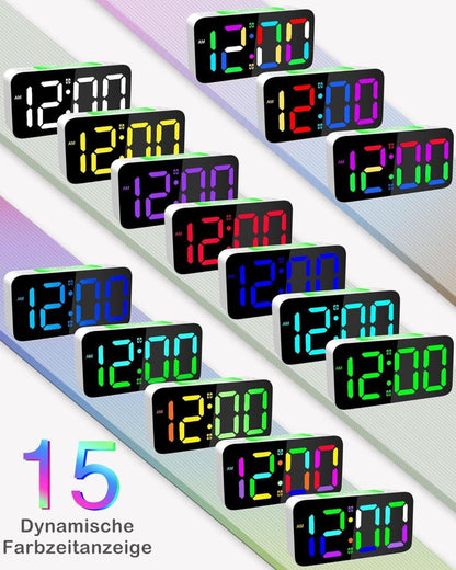 15-color display vibrating alarm clock with rainbow heart suspension, 7-color night light, USB charger, power V1188-MS-325-1197