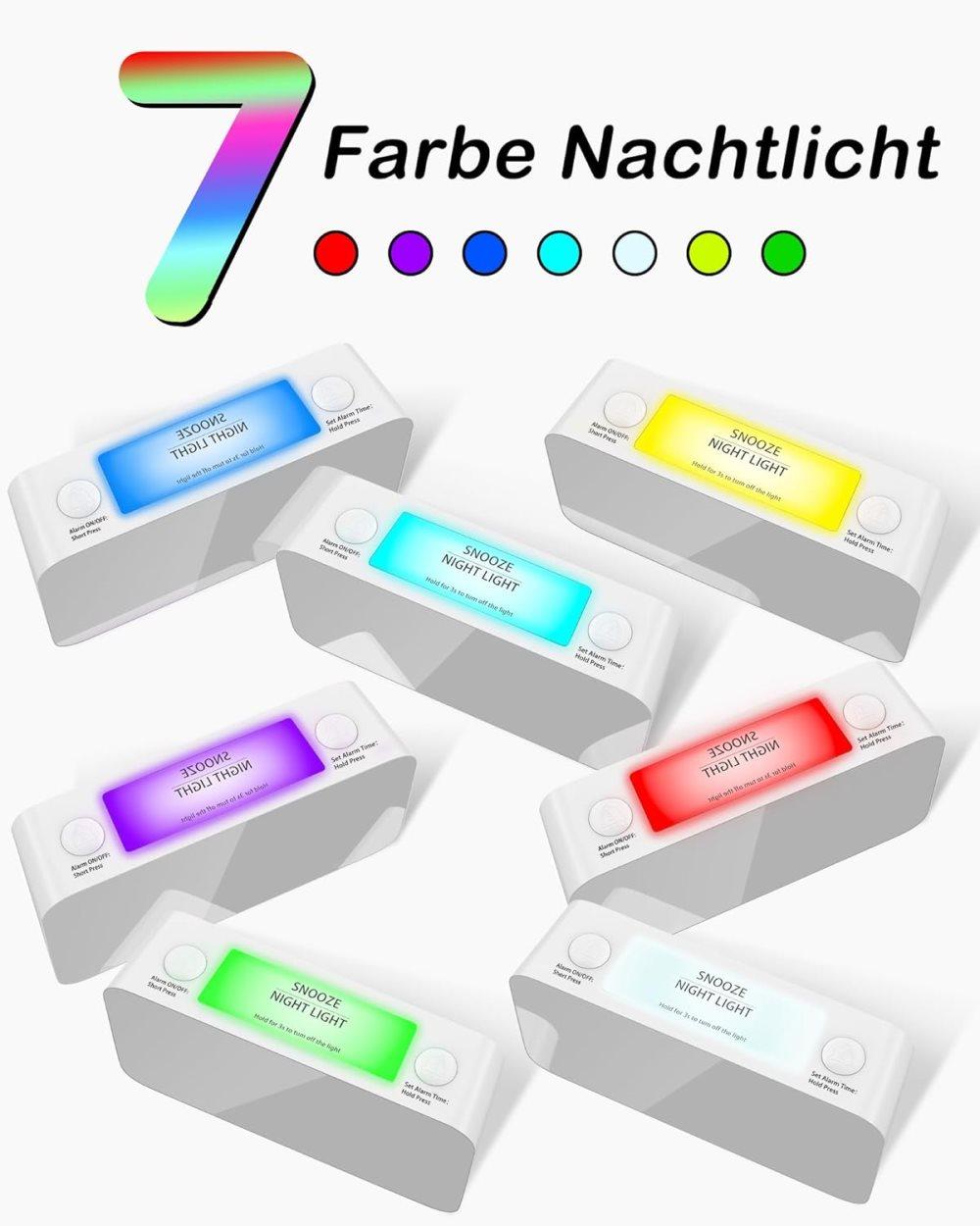 15-color display vibrating alarm clock with rainbow heart suspension, 7-color night light, USB charger, power V1188-MS-325-1197