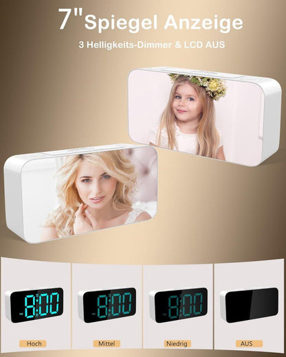 15-color display vibrating alarm clock with rainbow heart suspension, 7-color night light, USB charger, power V1188-MS-325-1197