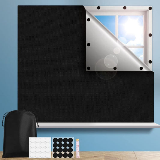 Blackout Curtain with Suction Cups, 100% UV Protection, Portable for Bedroom Windows, Home and Travel, Black, V1188-MS-325-1200