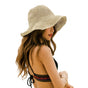 Women's Foldable Sun Hat Braided Wide Brim Beach Hat, Light and Breathable, 57-59 cm, Beige V1188-MS-325-1205