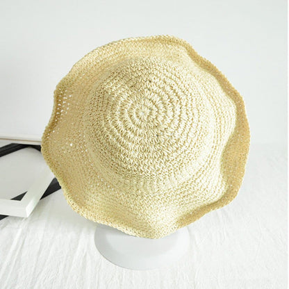 Women's Foldable Sun Hat Braided Wide Brim Beach Hat, Light and Breathable, 57-59 cm, Beige V1188-MS-325-1205