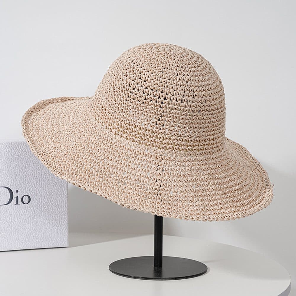 Women's Foldable Sun Hat Braided Wide Brim Beach Hat, 57-59 cm, Light and Breathable, Pink V1188-MS-325-1207