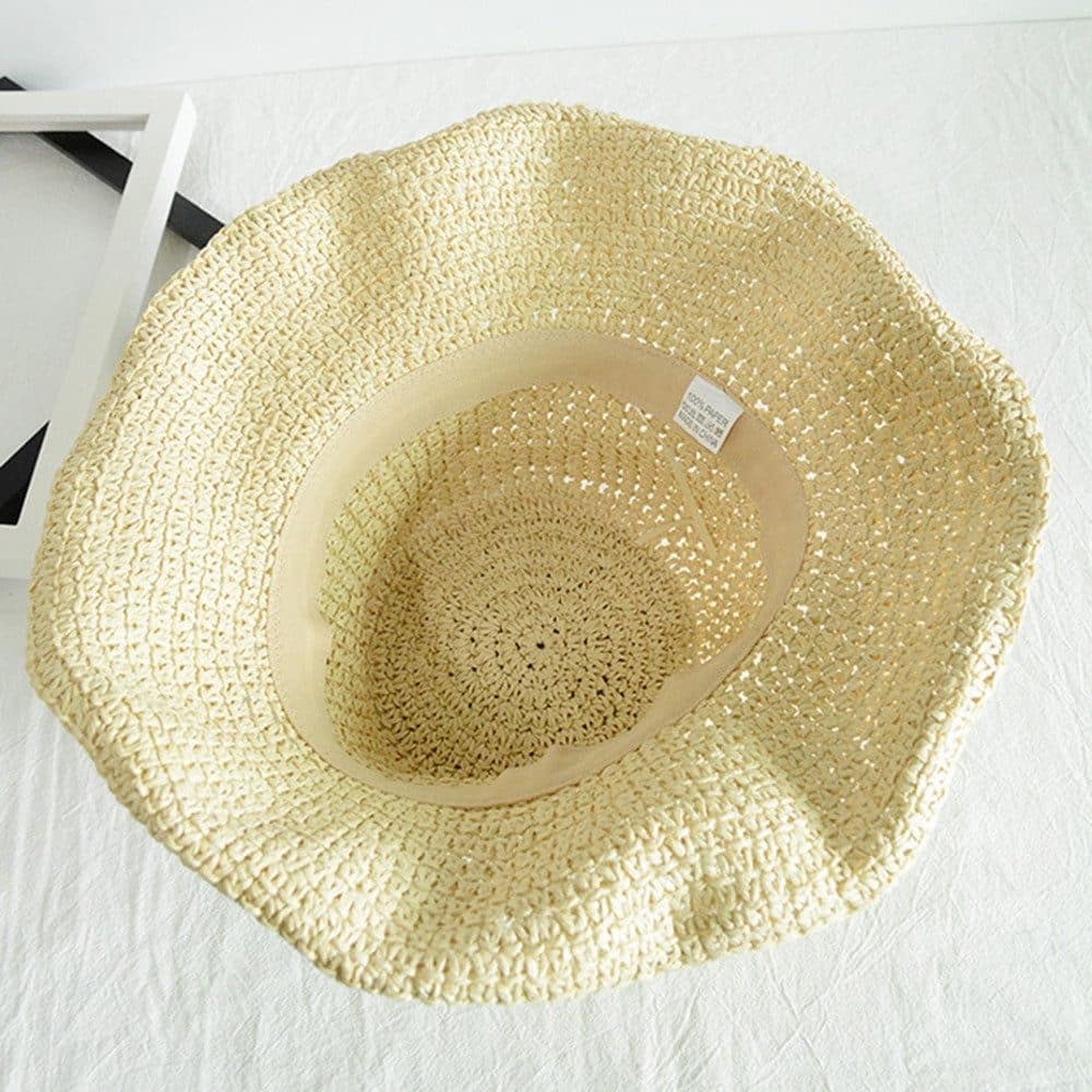 Women's Foldable Sun Hat Braided Wide Brim Beach Hat, 57-59 cm, Light and Breathable, Pink V1188-MS-325-1207