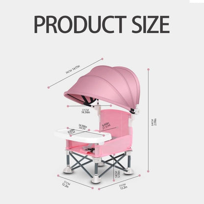 Foldable Highchair for Children with Sunshade and Removable Food Tray, Portable, Gray V1188-MS-325-1213
