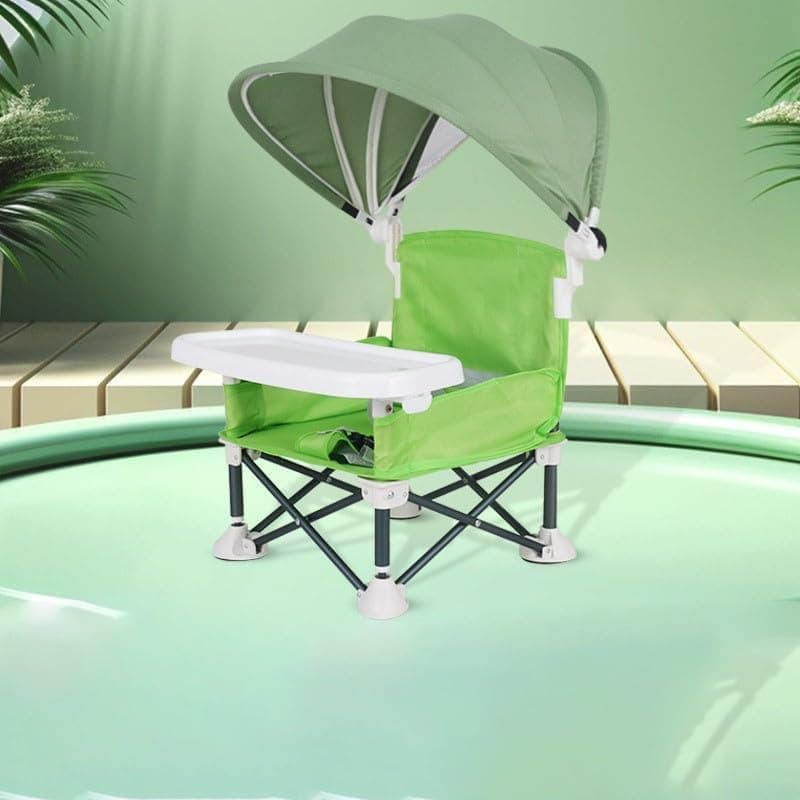 Foldable Highchair for Children with Sunshade and Removable Food Tray, Portable, Gray V1188-MS-325-1213
