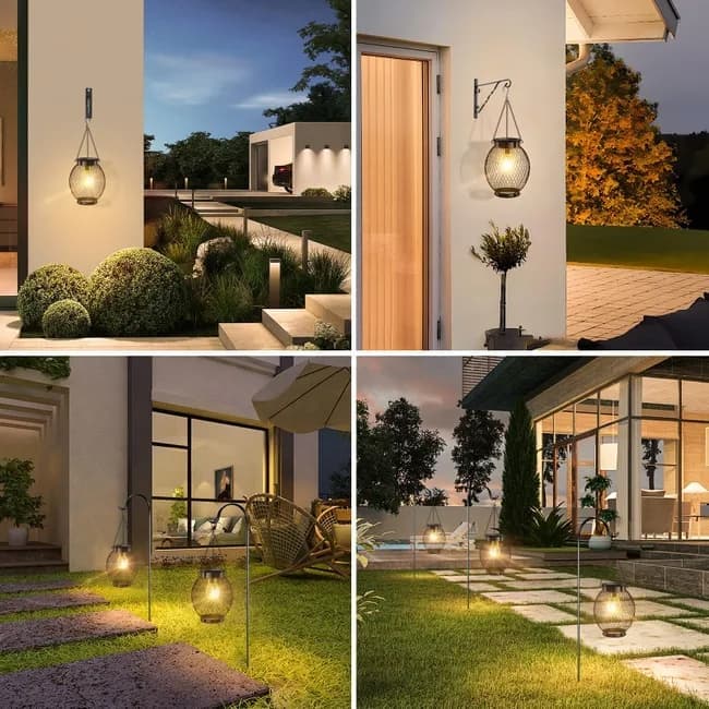 Solar Powered LED Outdoor Lantern with Solar Panel, IP65 Waterproof, for Garden Patio, Compatible with V1188-MS-325-1216