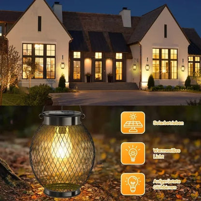 Solar Powered LED Outdoor Lantern with Solar Panel, IP65 Waterproof, for Garden Patio, Compatible with V1188-MS-325-1216