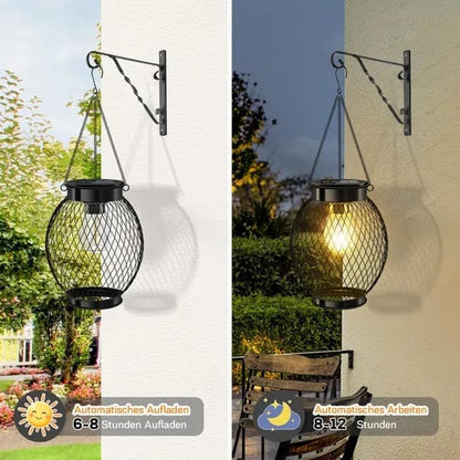 Solar Powered LED Outdoor Lantern with Solar Panel, IP65 Waterproof, for Garden Patio, Compatible with V1188-MS-325-1216
