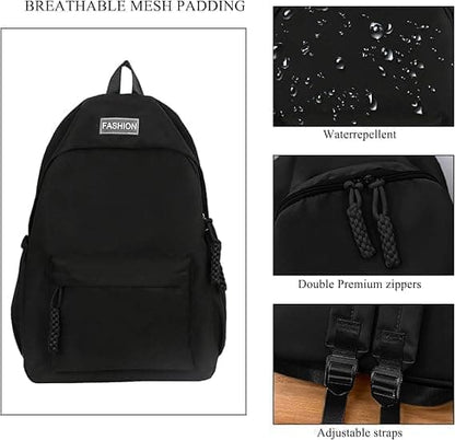 Waterproof Children's Backpack for School Travel Lightweight School Bag Everyday Leisure Bag, Black V1188-MS-325-1223