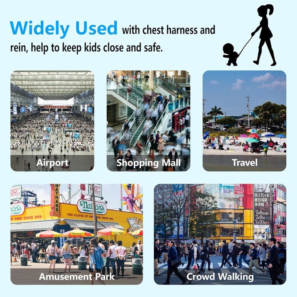 165 cm Kids Safety Leash Wrist Harness with Strap, Blue, for Children V1188-MS-325-1224