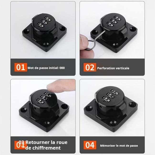 3-Digit Keyless Cabinet Lock with Knob, Durable Stainless Steel, Compatible with Wooden Boxes and Cabinets, V1188-MS-325-1226