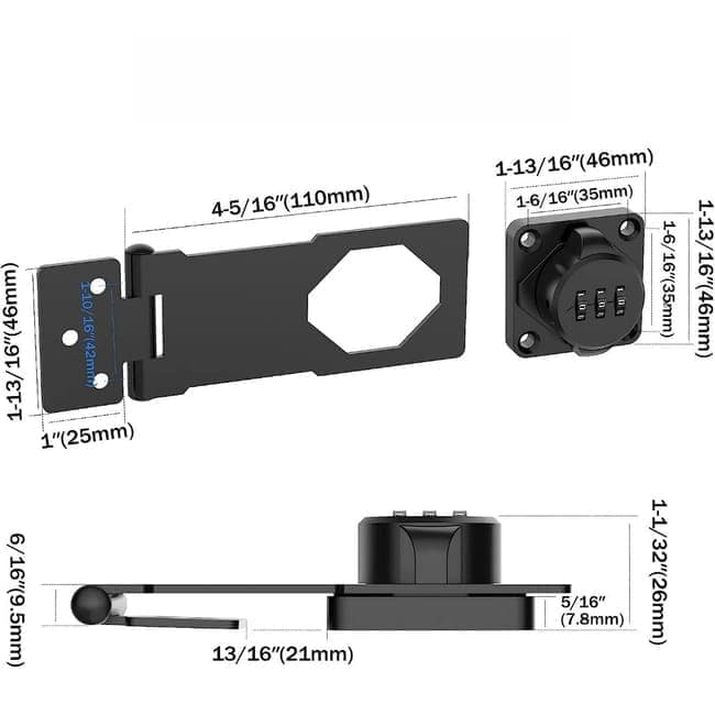 3-Digit Keyless Cabinet Lock with Knob, Durable Stainless Steel, Compatible with Wooden Boxes and Cabinets, V1188-MS-325-1227