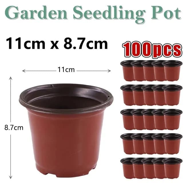 100pcs Reusable Plastic Planting Pots for Indoor and Outdoor Flower Growing, 110mm V1188-MS-325-1235