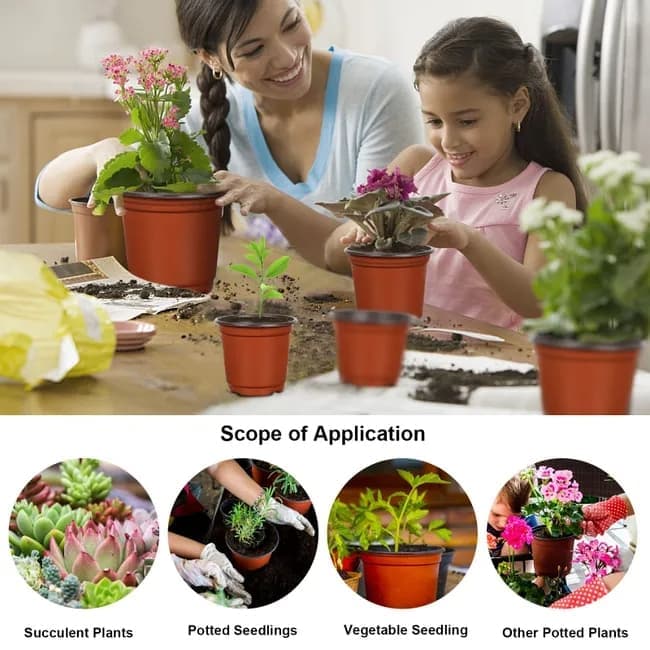 100pcs Reusable Plastic Planting Pots for Indoor and Outdoor Flower Growing, 90mm V1188-MS-325-1236