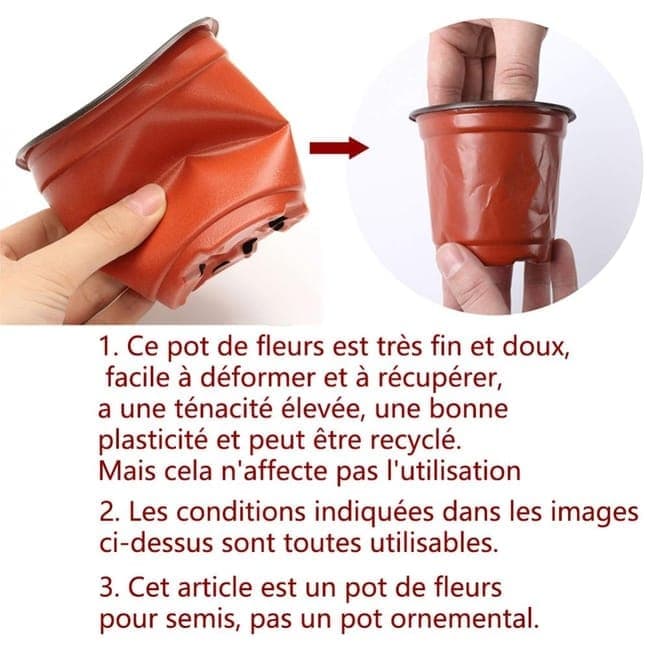 100pcs Reusable Plastic Planting Pots for Indoor and Outdoor Flower Growing, 90mm V1188-MS-325-1236