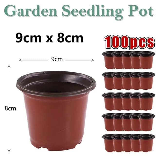 100pcs Reusable Plastic Planting Pots for Indoor and Outdoor Flower Growing, 90mm V1188-MS-325-1236