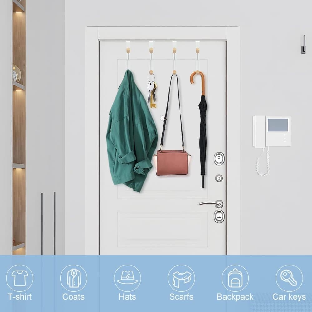 4 Pack Hanging Hooks for Doors, Single Door Hook V1188-MS-325-1237