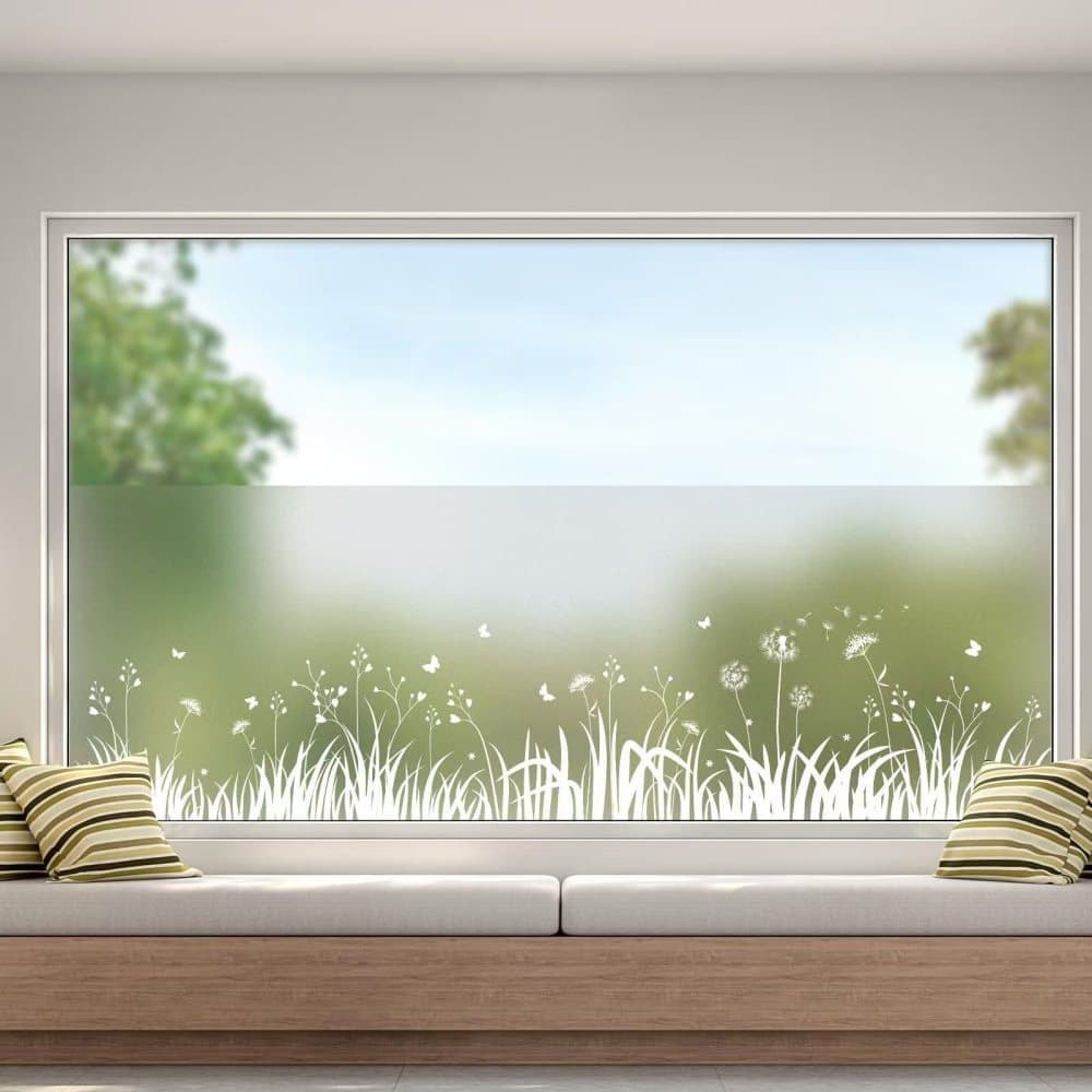 Frosted Window Film Removable Static Cling Floral Design for Kitchen Privacy, 44.5 x 200 cm V1188-MS-325-1238
