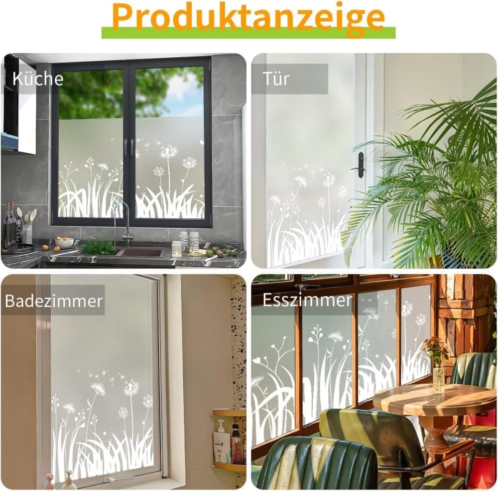 Frosted Window Film Removable Static Cling Floral Design for Kitchen Privacy, 44.5 x 200 cm V1188-MS-325-1238