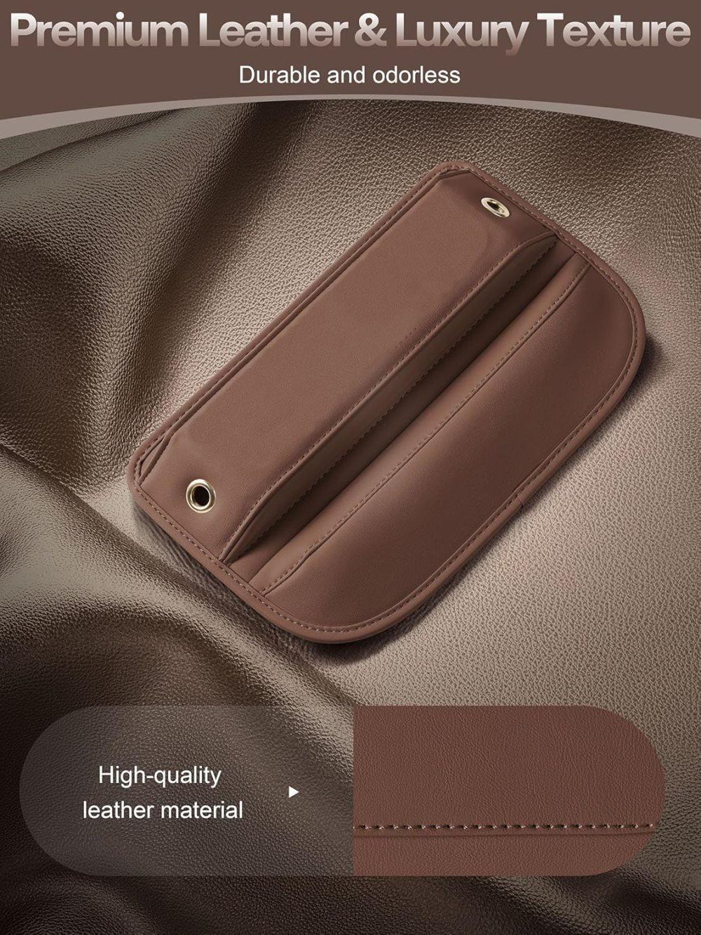 2-Pack Universal Car Storage Leather Bags, Brown/Black, Compatible with All Car Models V1188-MS-325-1240