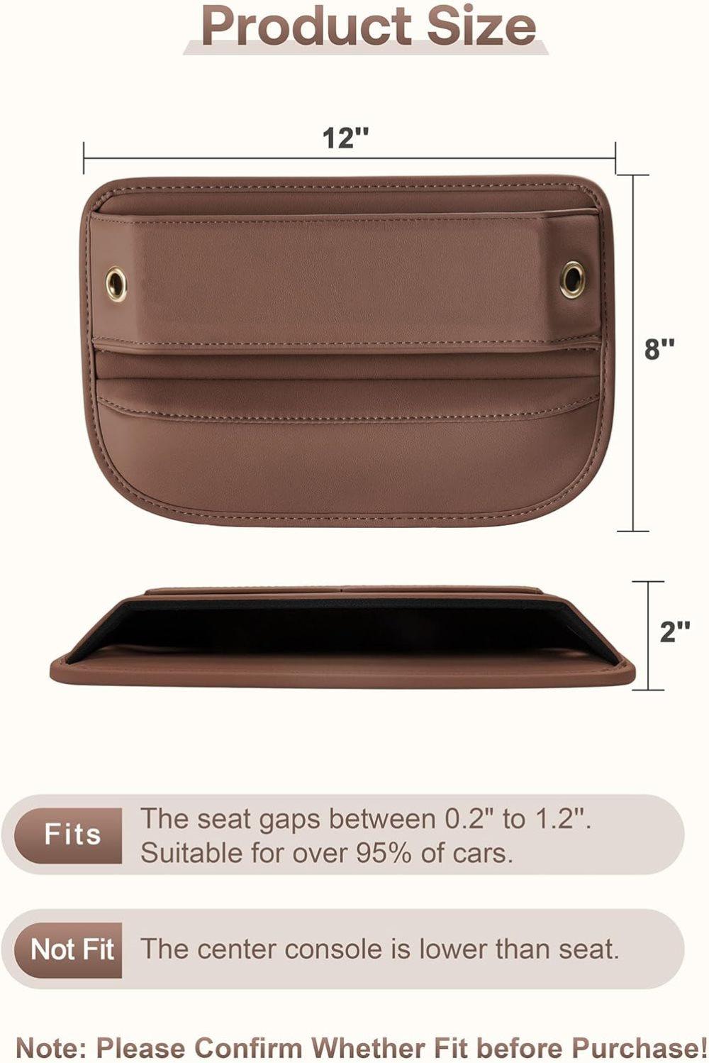 2-Pack Universal Car Storage Leather Bags, Brown/Black, Compatible with All Car Models V1188-MS-325-1240