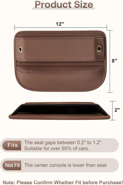 2-Pack Universal Car Storage Leather Bags, Brown/Black, Compatible with All Car Models V1188-MS-325-1240