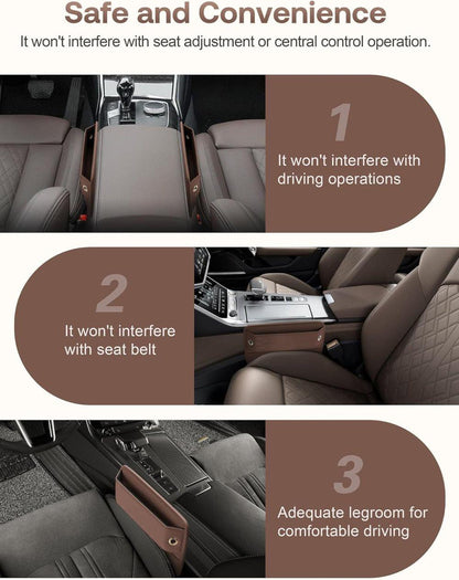 2-Pack Universal Car Storage Leather Bags, Brown/Black, Compatible with All Car Models V1188-MS-325-1240