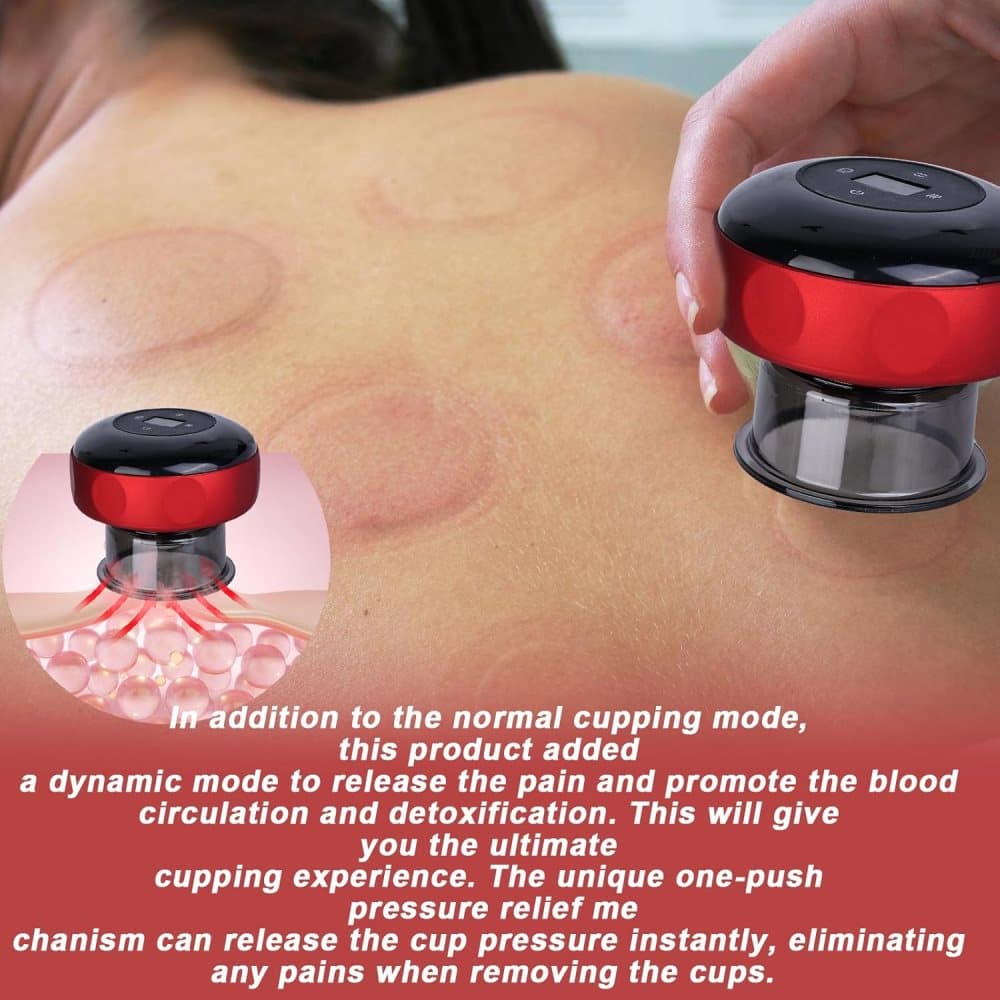 12-Speed Electric Cupping Therapy Machine Vacuum Massager Set, Red V1188-MS-325-1242