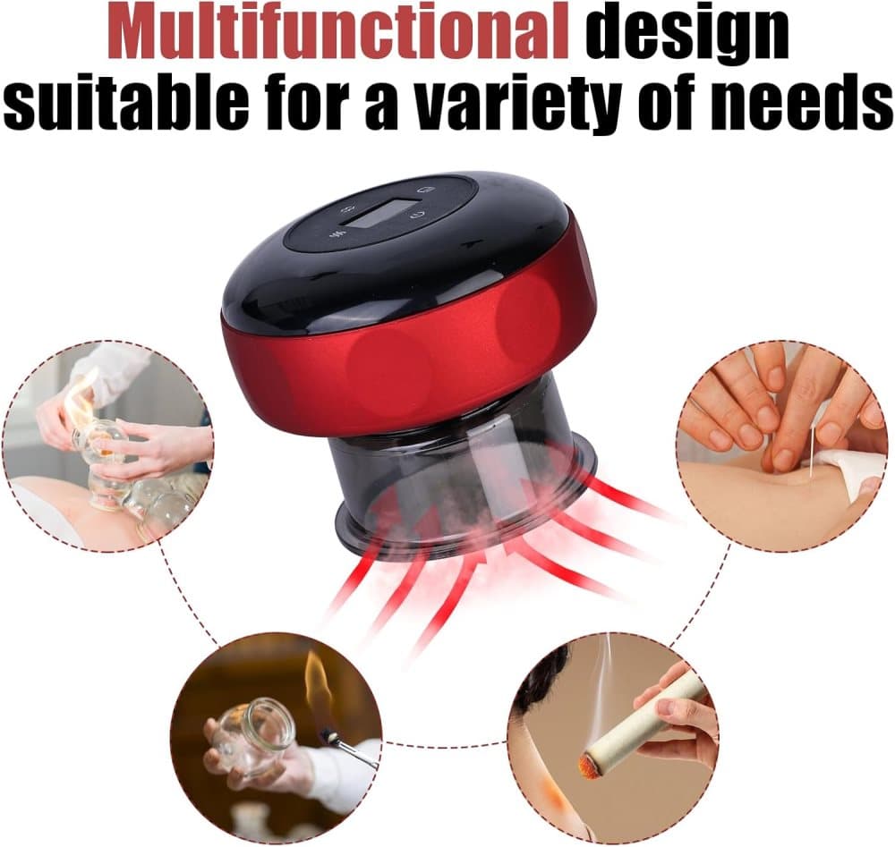 12-Speed Electric Cupping Therapy Machine Vacuum Massager Set, Red V1188-MS-325-1242