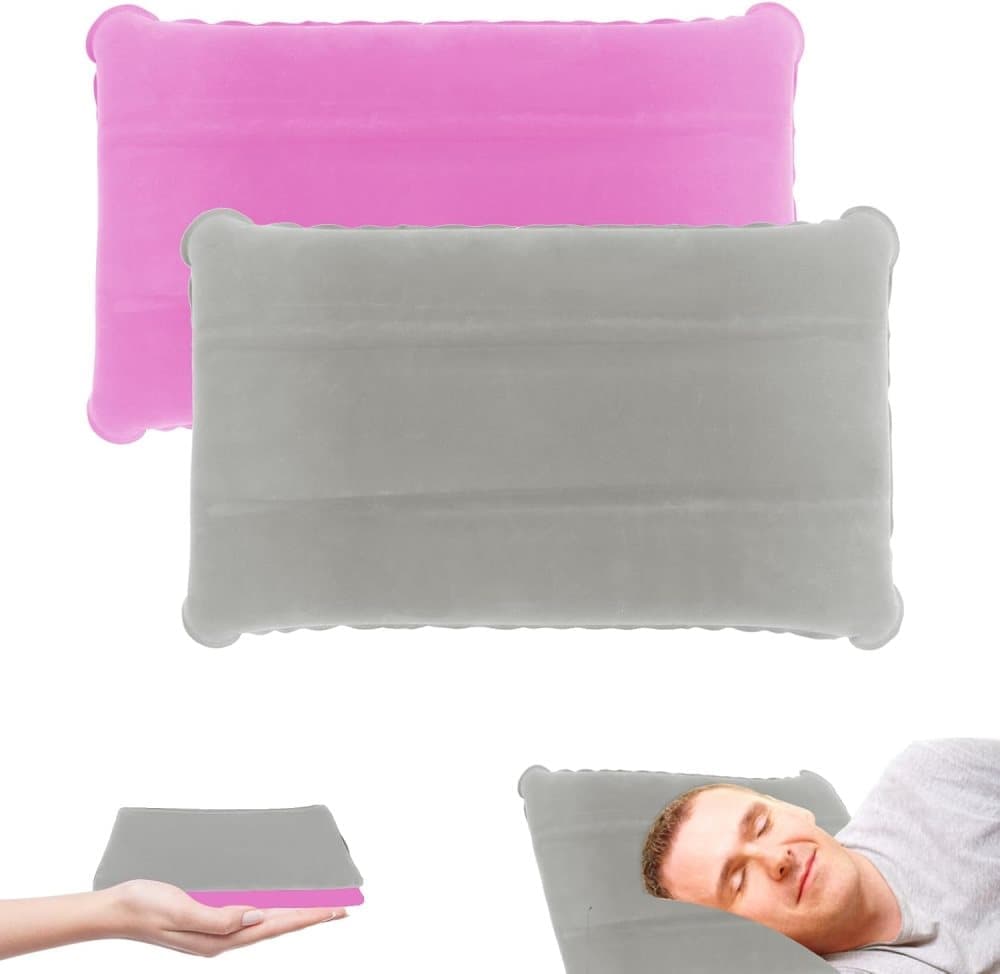 Inflatable Travel Pillow 2-Pack, Compact Headrest Pillow for Camping and Travel, Portable, SZ4 V1188-MS-325-1245