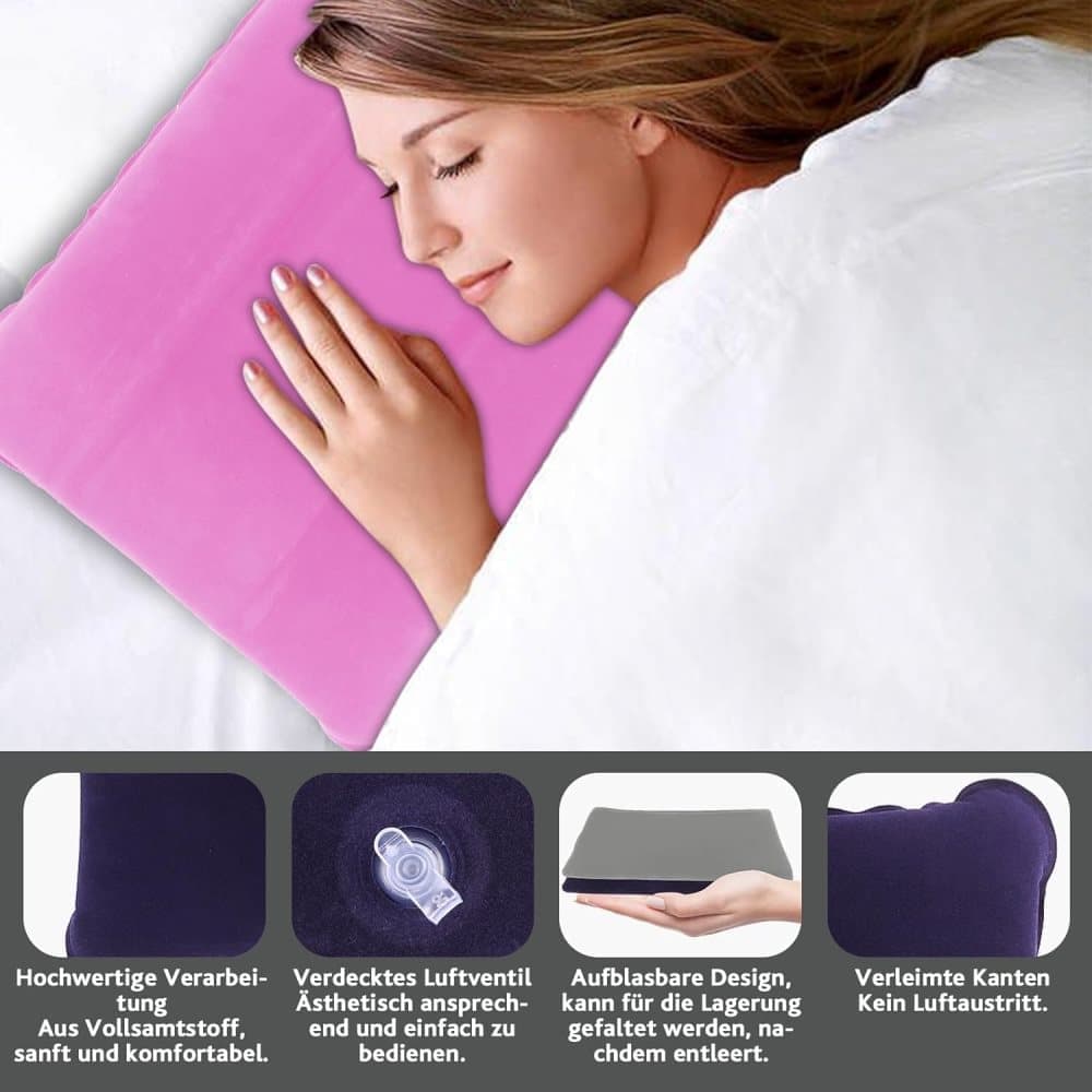 Inflatable Travel Pillow 2-Pack, Compact Headrest Pillow for Camping and Travel, Portable, SZ4 V1188-MS-325-1245