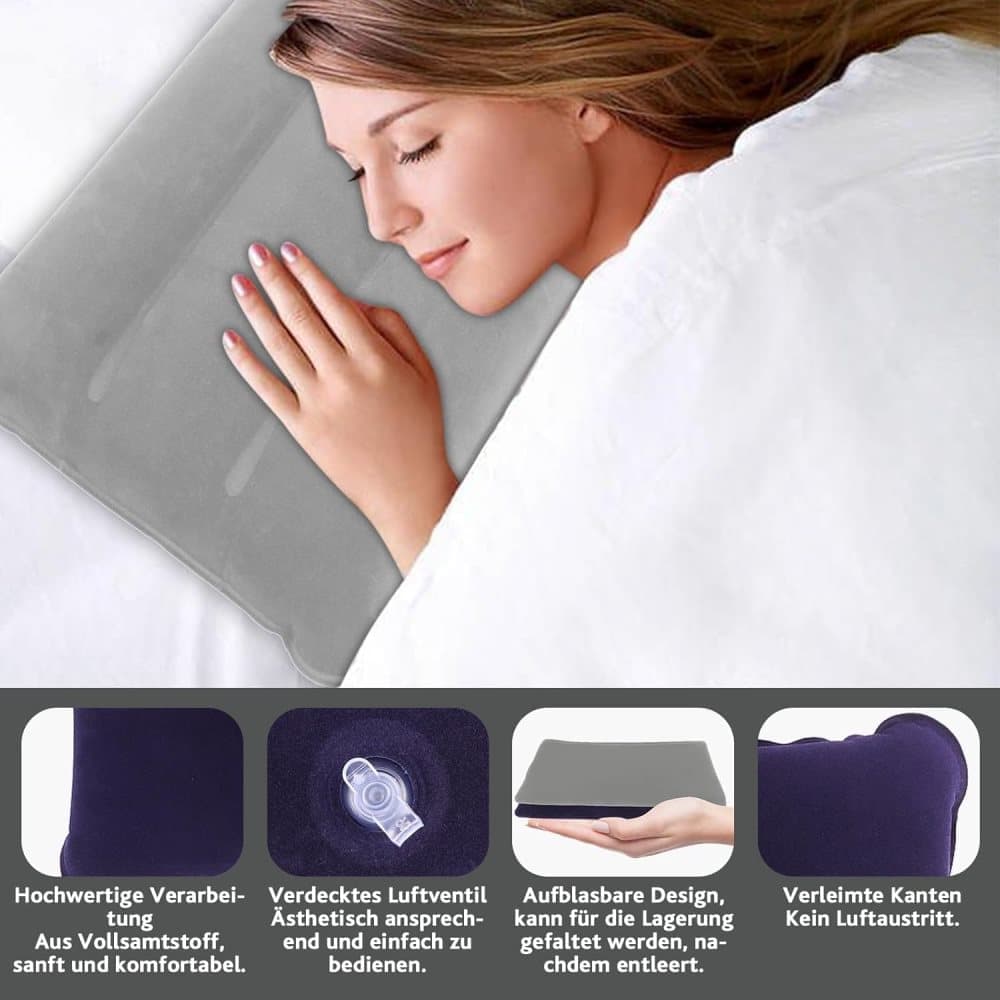 2-Pack Inflatable Travel Pillow, Compact Headrest Pillow for Camping and Travel, SZ1 V1188-MS-325-1246