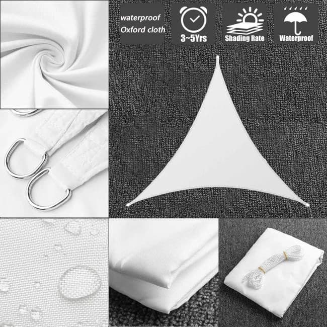 5x5x5m Waterproof Outdoor Triangular Sun Sail UV Protective Shade Net for Camping Garden Terrace and Pool, V1188-MS-325-1253
