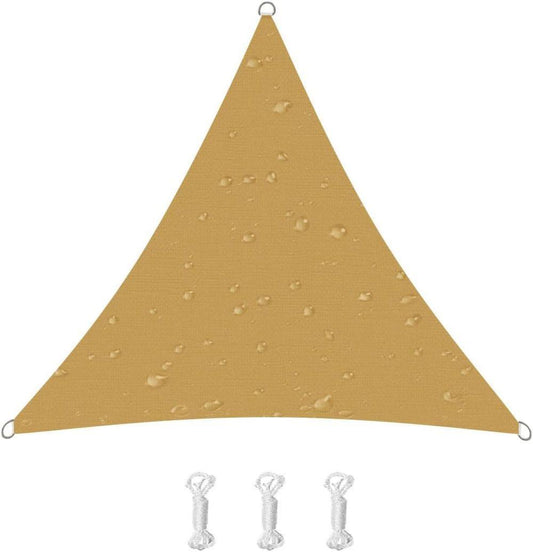 5x5x5m Waterproof Outdoor Triangular Sun Sail UV Protective Shade Net for Camping Garden and Pool, Dark Yellow V1188-MS-325-1255
