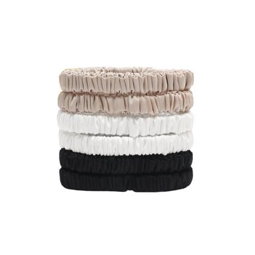 6-Pack Mulberry Silk Scrunchies Hair Bands No Damage High Elasticity, 16 Momme V1188-MS-325-1260