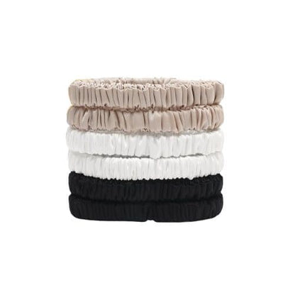 6-Pack Mulberry Silk Scrunchies Hair Bands No Damage High Elasticity, 16 Momme V1188-MS-325-1260