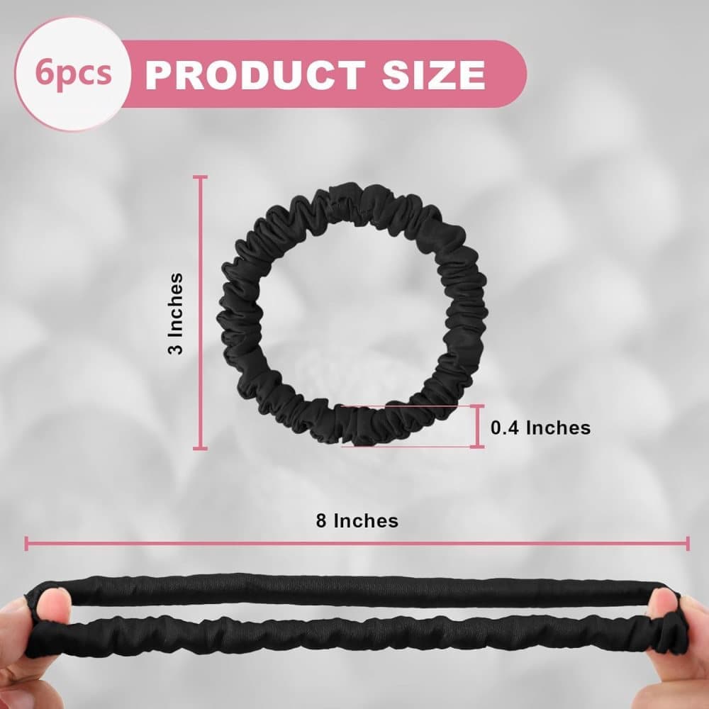6-Pack Mulberry Silk Scrunchies Hair Bands No Damage High Elasticity, 16 Momme V1188-MS-325-1260