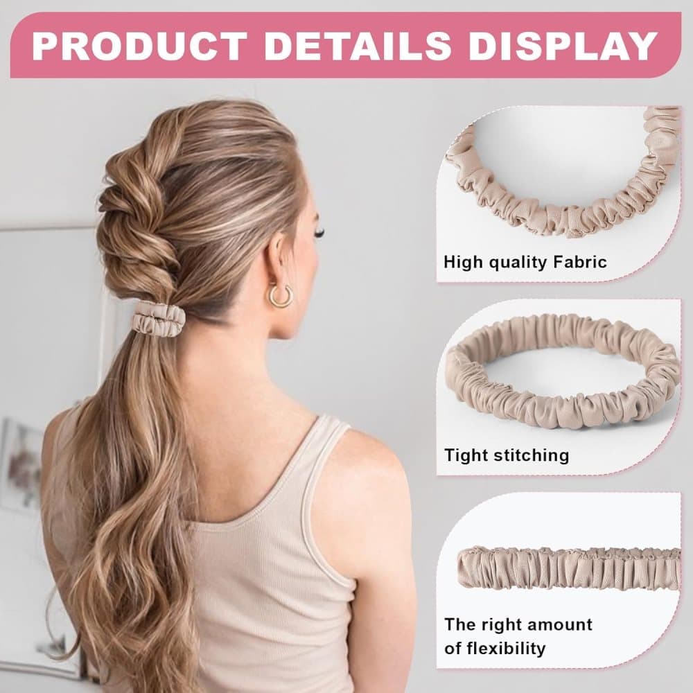 6-Pack Mulberry Silk Scrunchies Hair Bands No Damage High Elasticity, 16 Momme V1188-MS-325-1260