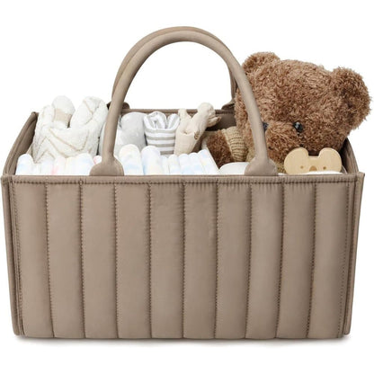Baby Diaper Storage Basket, Large Capacity Breathable Water Resistant, for Home and Travel Use, Brown V1188-MS-325-1262