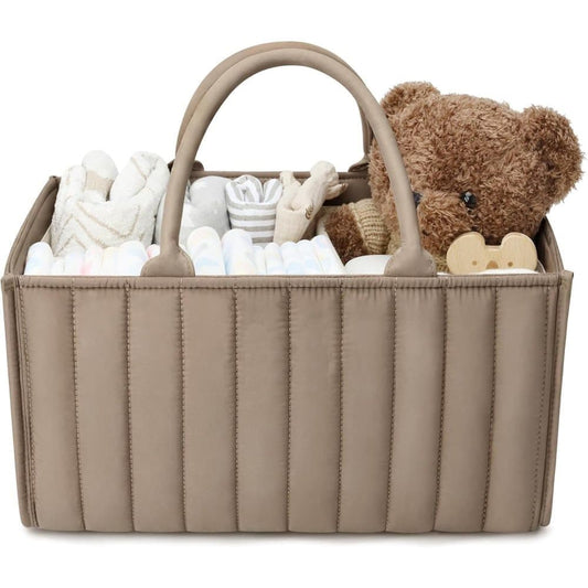 Baby Diaper Storage Basket, Large Capacity Breathable Water Resistant, for Home and Travel Use, Brown V1188-MS-325-1262
