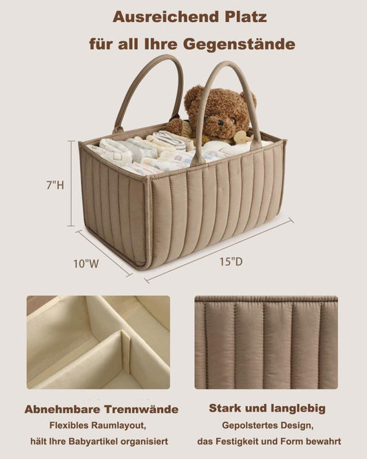 Baby Diaper Storage Basket, Large Capacity Breathable Water Resistant, for Home and Travel Use, Brown V1188-MS-325-1262