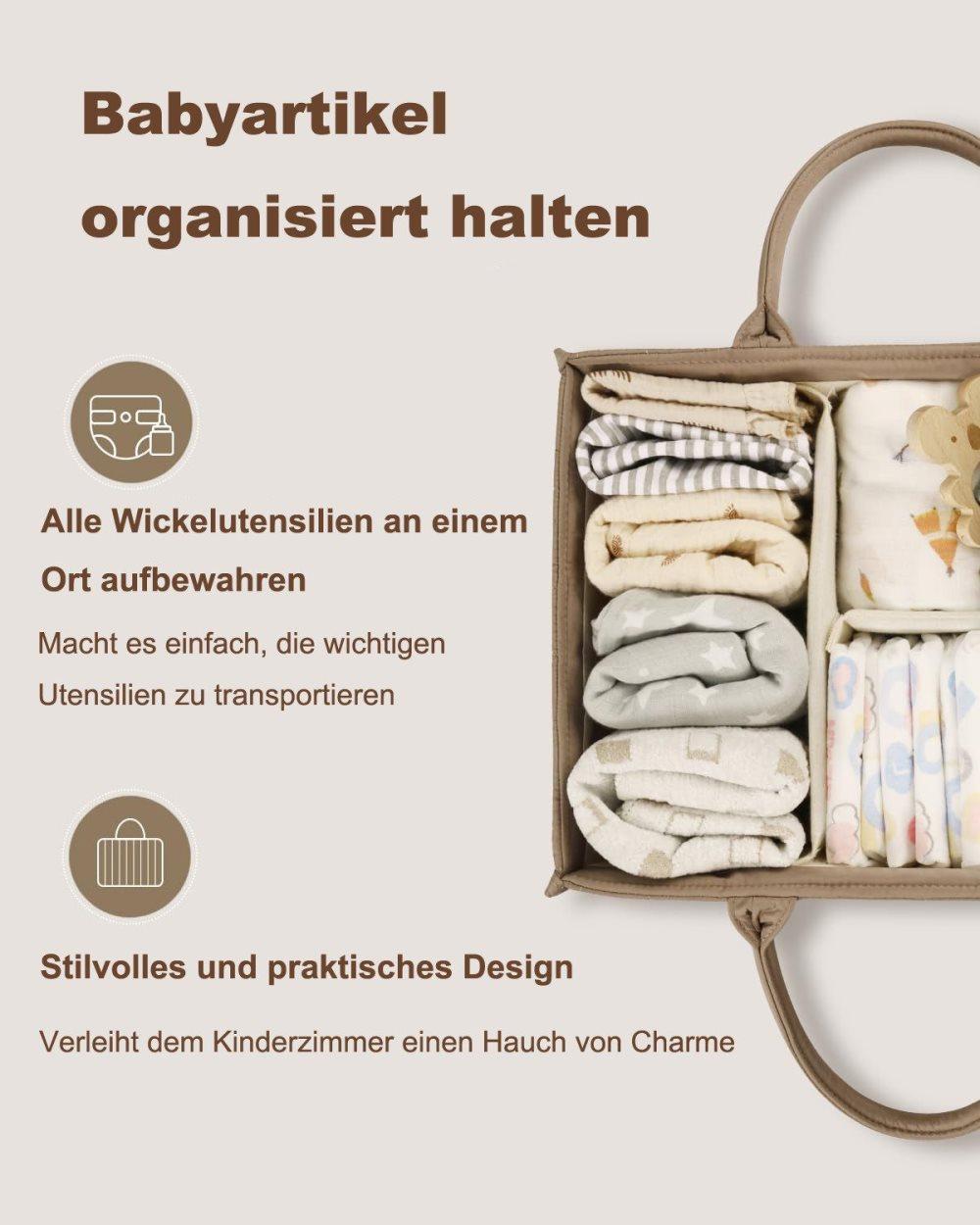 Baby Diaper Storage Basket, Large Capacity Breathable Water Resistant, for Home and Travel Use, Brown V1188-MS-325-1262