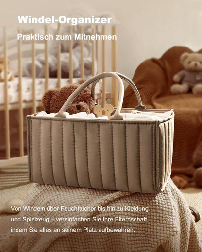 Baby Diaper Storage Basket, Large Capacity Breathable Water Resistant, for Home and Travel Use, Brown V1188-MS-325-1262